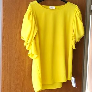 Yellow Ruffles Short Sleeve Blouse